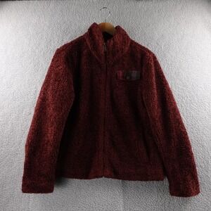 Pendleton Burgundy Fuzzy Fleece Plaid Lined Zip Up Jacket Women M Sherpa Flannel